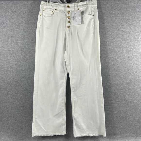 Michael Kors Denim - Michael Kors Selma Crop Jeans High-Rise Flare Cropped Leg Optic White Sz8